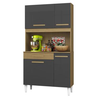 Imagem de Armario Compacto Kit Cozinha 04 Portas 01 Gaveta Atacama Grafite ARMoveis