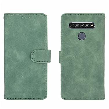 Imagem de Capa para LG K61, capa para LG Q61, carteira carteira flip dinheiro compartimentos para cartão de identificação de crédito suporte de couro PU clipe magnético capa para celular LG K61/LG Q61 (verde)