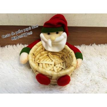 Imagem de Cesto de Palha Papai Noel - Decoração de Natal - princesa, M(14cmX17cm
