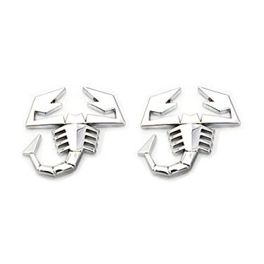 Imagem de CARRUN 2 peças de emblema de escorpião 3D para carro/traseira/decorações frontais, adesivo de metal, logotipoCARRUN prata CR-SE