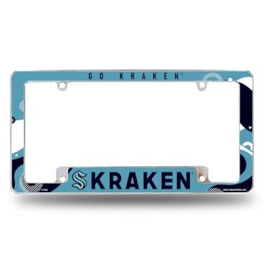 Imagem de Rico Industries NHL Hockey Seattle Kraken Wave 30,48 cm x 15,24 cm cromado moldura de placa automotiva para carro/caminhão/SUV