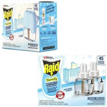 Imagem de Kit Repelente Elétrico Raid Mais 3 Refis Elimina Mosquitos
