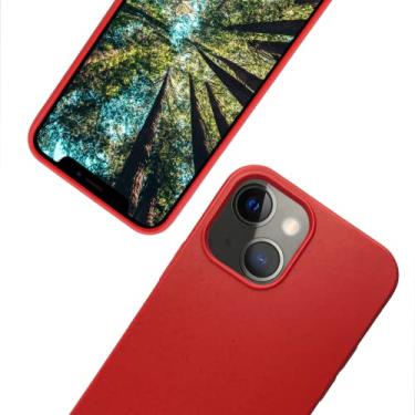 Imagem de eplanita Capa para celular ecológica compatível com iPhone 15 Plus, fibra vegetal, capa de proteção contra quedas, durável e sustentável (para iPhone 15 Plus, vermelho)