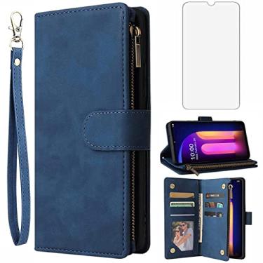Imagem de Asuwish Compatível com LG V60 ThinQ V60ThinQ 5G G9 Thin Q Capa carteira protetora de tela de vidro temperado e capa flip de couro, porta-cartões, capas para celular para LGV60 V 60 60ThinQ 60V