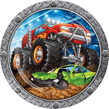 Imagem de Creative Converting Monster Truck Paper Plates, 8 ct, multicolor,"9"""