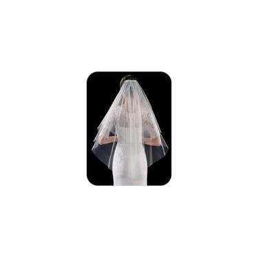 Imagem de JWICOS Véu de noiva de 2 camadas, véu de tule branco com ponta dos dedos com pente e borda cortada (branco)