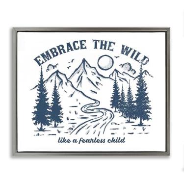 Imagem de Stupell Industries Embrace the Wild Phrase Framed Floater Canvas Wall Art Design por Ahmed Sameh Hussein, moldura flutuante cinza, 78 x 63 cm
