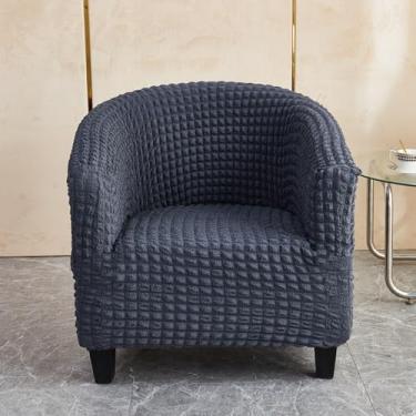 Imagem de Capa de cadeira de sofá antiderrapante à prova de poeira capas de cadeira de café capas de assento de fio de bolhas elásticas - cinza escuro||tamanho regular