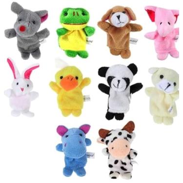 Imagem de Conjunto de Fantoches de Dedo 20 Peças de Fantoches de Dedo de Animal - Fantoches de Dedo de Pelúcia Costura Artesanal Brinquedos de Animais para a Hora da História Do Bebê