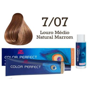 Imagem de Coloração Color Perfect 7/07 Louro Médio Natural Marrom + Oxidante 20 