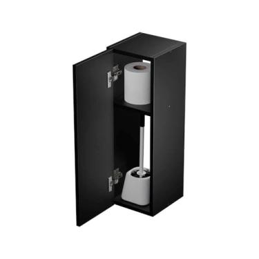 Imagem de Armário Organizador Multiuso Preto com Porta para Banheiro