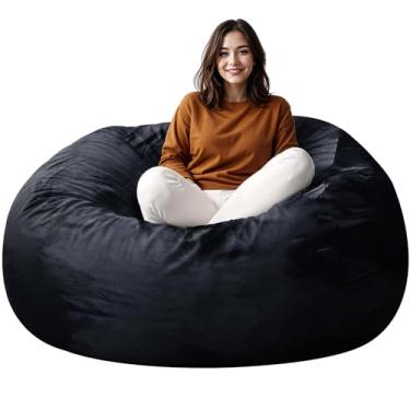 Imagem de Cadeira Bean Bag para adultos, 1,5 m de espuma de memória de alto rebote para sofá com capa removível, sofá grande para jogos, leitura e relaxamento, preto