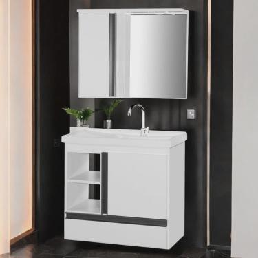 Imagem de Gabinete de Banheiro com Espelheira Kit Macapá 60cm Branco