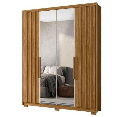 Imagem de Guarda Roupa Solteiro Califórnia 4 Portas Freijó Off White Com Espelho - Moval