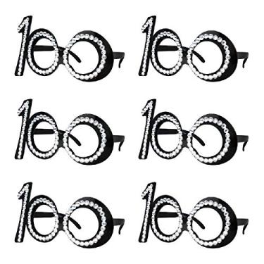 Imagem de Óculos de aniversário de aniversário – Moldura de cristal, lembrancinhas de festa, casamento, fantasia engraçada de óculos de sol, decoração de celebração de óculos para crianças e adultos, pacote com 6 unidades..., 100