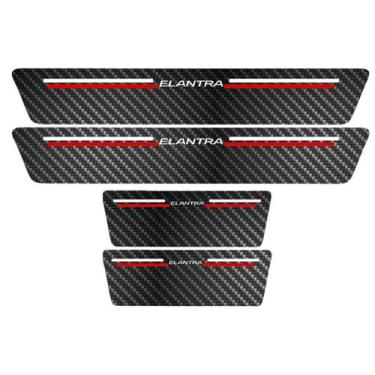Imagem de Kit Soleira Protetora Porta Premium Red Carbono  -  Elantra - Jhow Ade