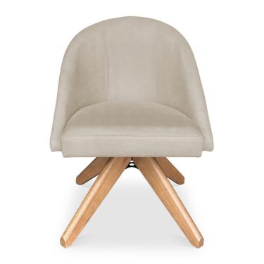 Imagem de Kit 04 Poltronas Cadeira Giratória Bela Suede Base De Madeira - Pallazio Bege