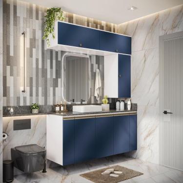 Imagem de Conjunto Para Banheiro Kappesberg Celeste 7 Peças Branco/azul 160cm