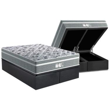 Imagem de Kit Cama Box Baú Queen com Colchão Molas Ensacadas Suede Cinza Probel Costa Rica