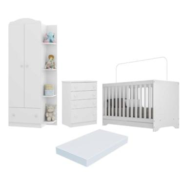 Imagem de Quarto Infantil Completo com Berço 3x1 e Colchão Incluso Multimóveis João e Maria Fg3034 Branco/colorido