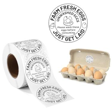 Imagem de 500 adesivos de ovos frescos da fazenda, etiquetas de ovos não lavados, adesivos de embalagem autoadesivos redondos de 5 cm para manejo de ovos de codorna de frango, fazenda, fazendeiros, suprimentos