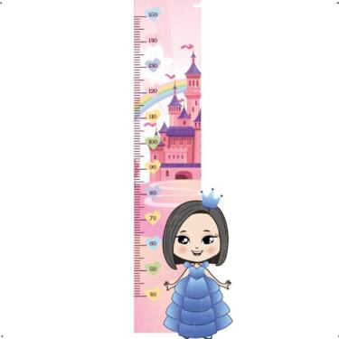 Imagem de Adesivos Decorativos Régua Crescimento Tema Princesa Infantil Lavável Seguro Fácil Aplicação Decoração Quarto Bebê Menina Área Kids Criativo