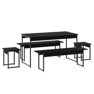 Imagem de Mesa De Jantar Com 2 Bancos E 2 Banquetas Industrial Tub Preto ônix / Est.preta