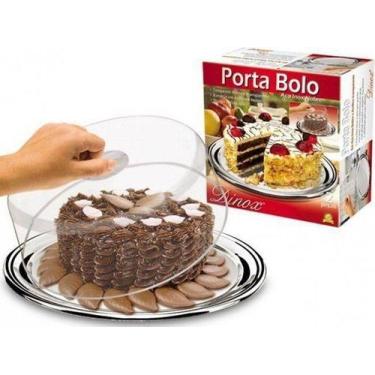 Imagem de Porta Bolo Médio Em Aço Inox E Acrílico Transparente - Dinox