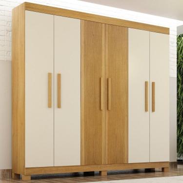 Imagem de Guarda-roupa Casal 6 Portas 100% Mdf Norten Cinamomo/Off White