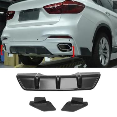 Imagem de Parte de modificação do difusor de lábios do spoiler do para-choque traseiro do carro para X6 F16 2014-2019 Capa protetora de para-choque acessórios para carro (preto brilhante)