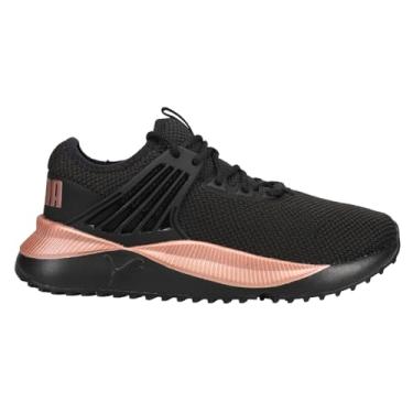 Imagem de Puma Tênis feminino Pacer Future Lux metálico com cadarço casual - preto, Puma, preto, ouro rosa, 38