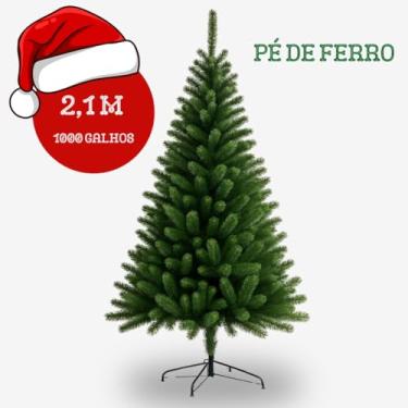 Imagem de Árvore de Natal Premium 2,10 m – 1000 Galhos Densos, Montagem Rápida Articulada, Base Metálica Reforçada, Cor Verde