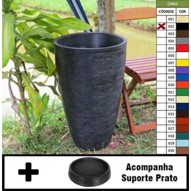 Imagem de Kit Vaso Planta + Prato 65x40 Oval Moderno Polietileno - BGPLASTICOS, 