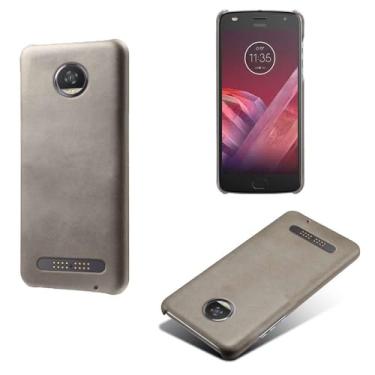 Imagem de Capa para MOTO Z2 Play,Proteção contra quedas,Casca de volta de cor sólida simples,Design de couro de imitação de plástico-Gray