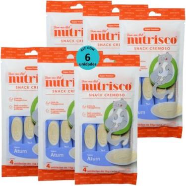 Imagem de Snack cremoso nutrisco gatos adultos 14g atum com 4 un - kit com 6