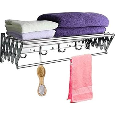 Imagem de Roupas Penduradas Na Parede Escorredor De Lavanderia Aço Inoxidável Secadora Toalheiros Varanda Secadora De Roupas Retrátil Para Lavanderia Guarda-roupa Cozinha Sala De Estar, 70cm
