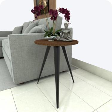 Imagem de Mesinha Lateral De Canto Para Sala e Quarto Redonda P.M - HomeFull