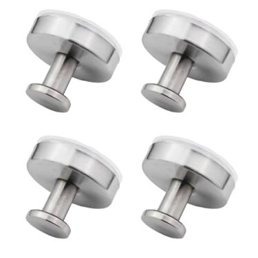 Imagem de Ganchos de ventosa sem perfuração de aço inoxidável ganchos de toalha resistentes para banheiro, chuveiro, vidro, espelho, parede – pacote com 4, prata escovada (prata escovada)