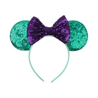Imagem de Tiara De Orelhas De Rato Com Lantejoulas E Laço Para Meninas Com Pérol