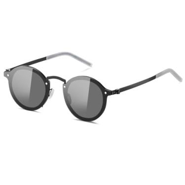 Imagem de Long Keeper Óculos de sol com matiz ajustável, redondo, polarizado, multiengrenagens, fino, leve, caminhadas, condução, pesca, Preto, cinza claro