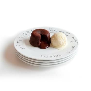 Imagem de Conjunto de Pratos de Sobremesa em Cerâmica, 20cm, Design Francês, Pstisserie, 4 Unidades, Branco