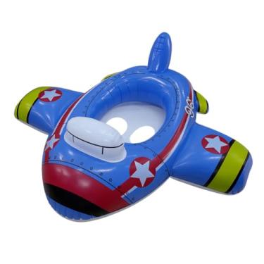 Imagem de Boia Inflável Infantil com Assento – Modelos Animais, Carros, Unicórnio, Tubarão e Muito Mais – Brinquedo de Piscina e Praia para Crianças (Boia Inflável Nave Azul)