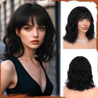 Imagem de Peruca SOFEIYAN Short Wavy Bob com franja de 30 cm sintética para mulh