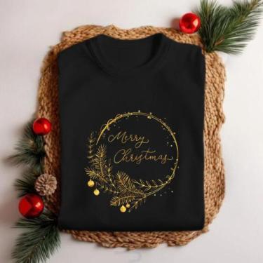 Imagem de Camiseta Unissex Natal Merry Christmas Ramo Galhos Festa Personalizada