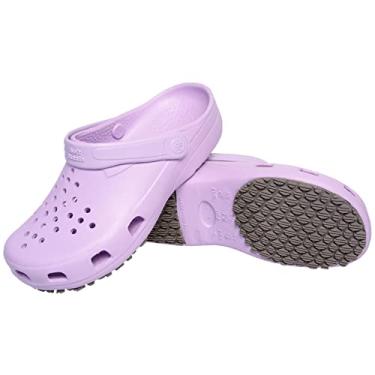 Imagem de Sandalia Babuche Segurança Solado Antiderrapante Antimicrobiano Area da Saude Limpeza Dentista Tamanho:46;Cor:Lilás;Gênero:Masculino;Departamento BS:Esporte