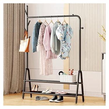 Imagem de Cabideiro de metal portátil com prateleira de camada dupla para sapatos de estoclote, adequado para quarto, sala de estar/ouro/150 cm (preto 100 cm)