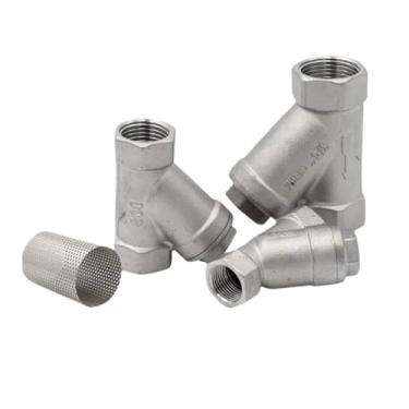 Imagem de 1 peça de aço inoxidável 304 1/10.2 cm 3/20.3 cm 1/5.1 cm 3/10.2 cm 2.5 cm 1-1/10.2 cm 1-1/5.1 cm BSP rosca fêmea em linha Y tipo válvula filtro para água óleo gás (DN25)