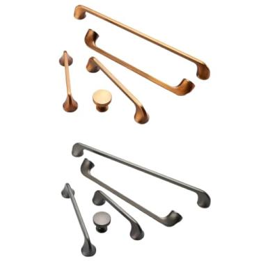 Imagem de Puxador de móveis vintage latão puxadores de armário de cozinha puxadores de gaveta puxadores de porta ferragens 2 peças (bronze amarelo - 96 mm)