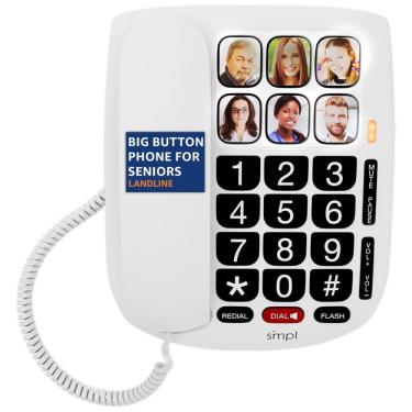Imagem de Telefone com Fio, Memória de Foto, Botões Grandes e Volume Alto para Sênior, SMPL 56010...