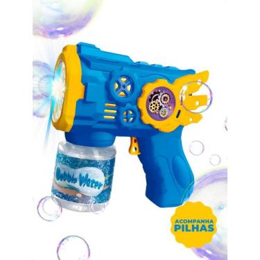 Imagem de Pistola Lança Bolhas Sabão Brinquedo Bubble Gun C/ Pilhas - Klizz, Azu